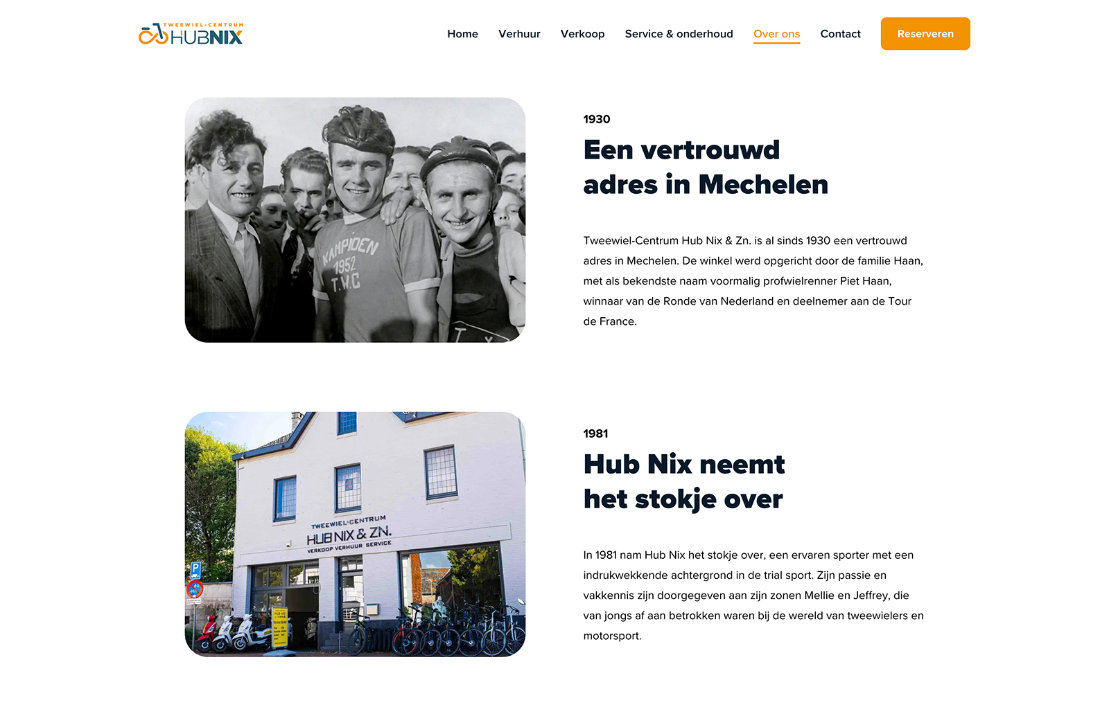Twee zwart-witfoto's tonen fietsers en leggen de geest van Hubnix' rijke geschiedenis in Mechelen vast. Ontdek meer in het Tweewiel-Centrum, waar elke fiets een verhaal vertelt.